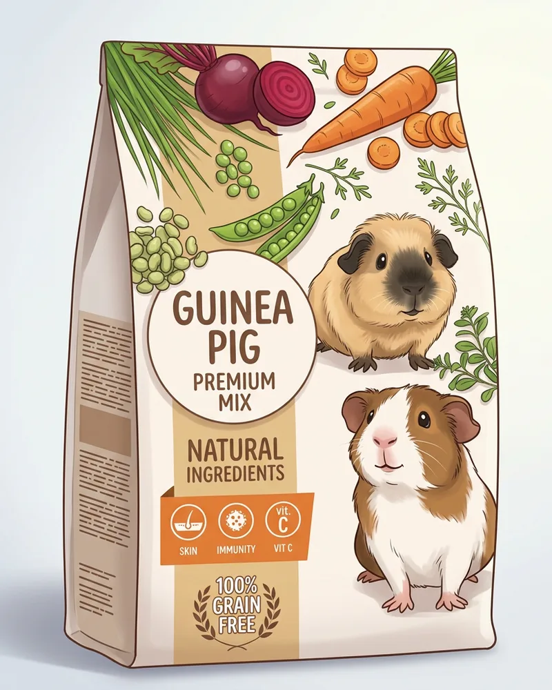 Ilustración de alimento en pellets para cobayas